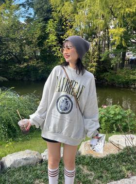 ODD RDCHS编织旗帜灰色圆领印花加厚情侣卫衣春秋女百搭慵懒风ins