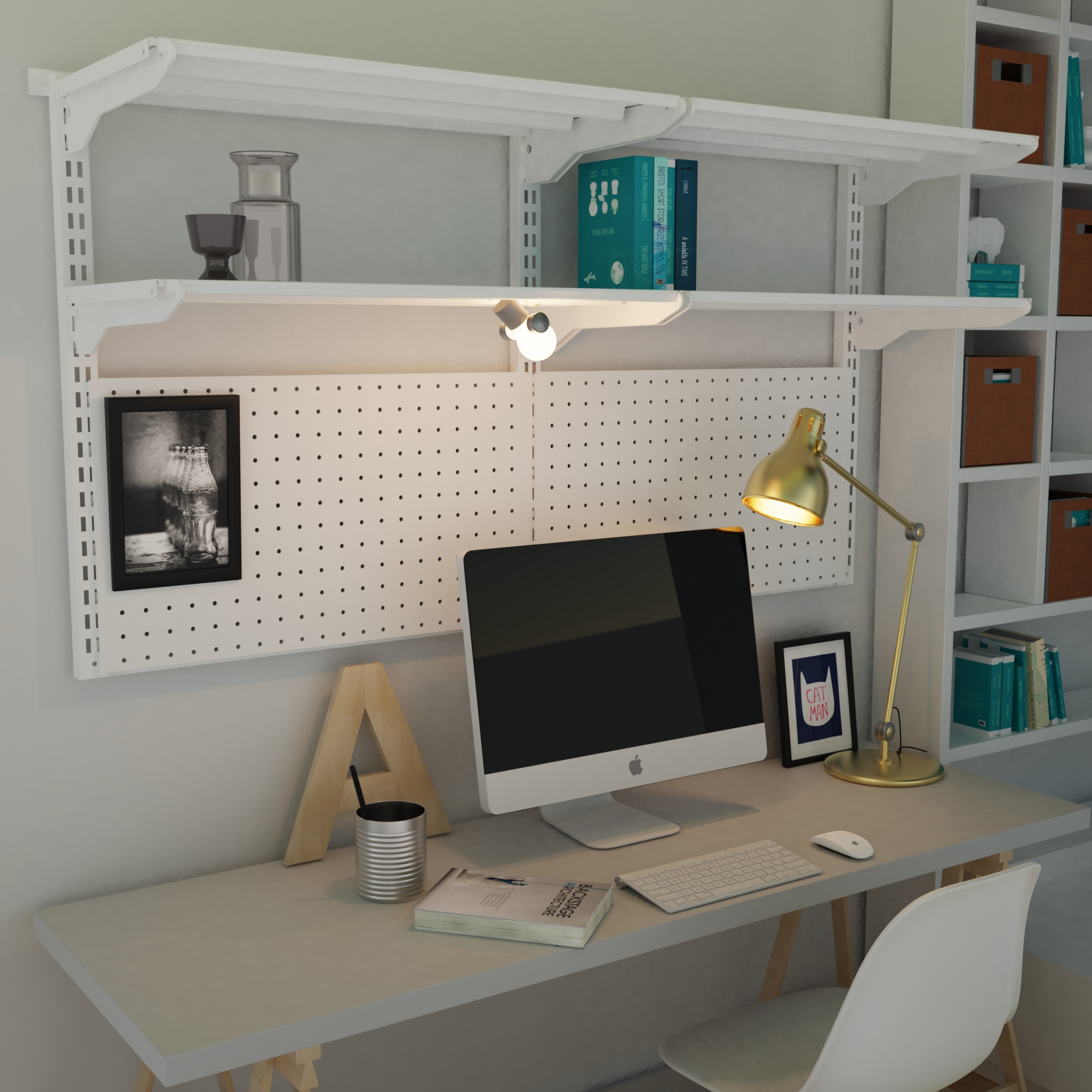 上墙轨洞洞板置物架书桌墙面电竞收纳架磁吸金属架子