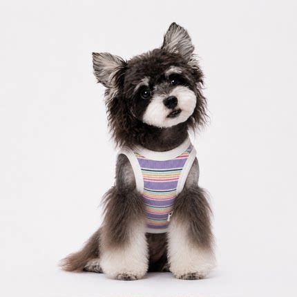 纯棉高弹条纹背心雪纳瑞衣服泰迪比熊狗狗衣服