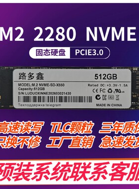路多鑫全新固态硬盘M2 2280 nvme 1TB 512GB PCIE3.0 SSD笔记本
