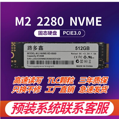 路多鑫全新固态硬盘M2 2280 nvme 1TB 512GB PCIE3.0 SSD笔记本