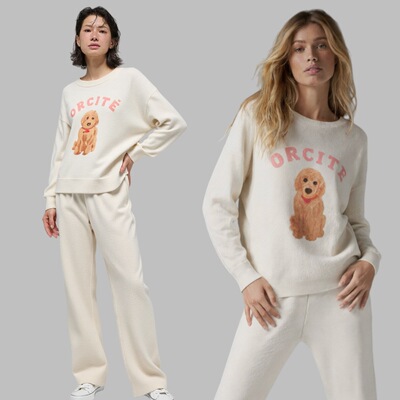 Oysho秋冬加厚绵密实半边绒小熊保暖家居服睡衣 宽松长袖长裤套装