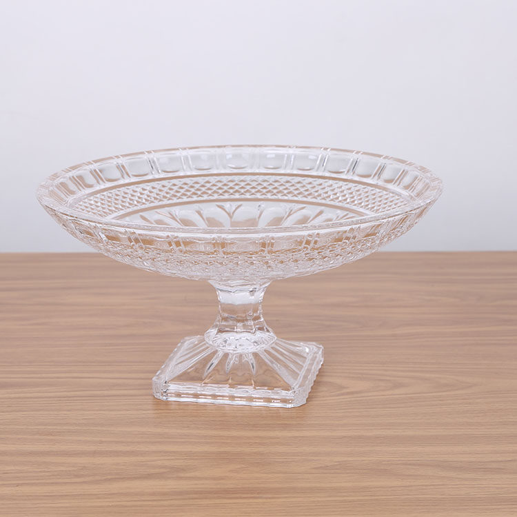 干果盘欧式奢华美式装饰器皿家居饰品水晶高脚玻璃水果盘平盘