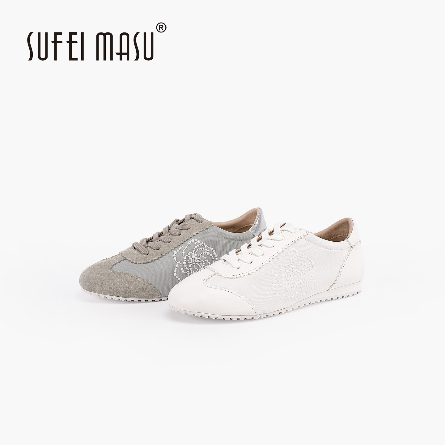 苏菲玛素薄底德训鞋系带平底休闲复古小白鞋SF62C-183,女鞋,深口单鞋,淘宝优惠券,粉丝福利购,淘宝优惠卷