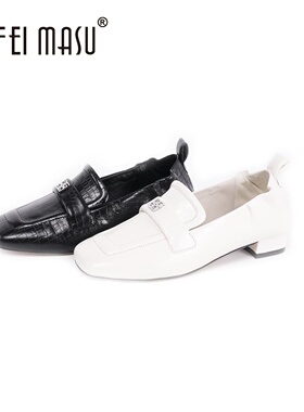 SUFEIMASU/苏菲玛素真皮方头春季英伦风一脚蹬粗跟女单鞋58825-17