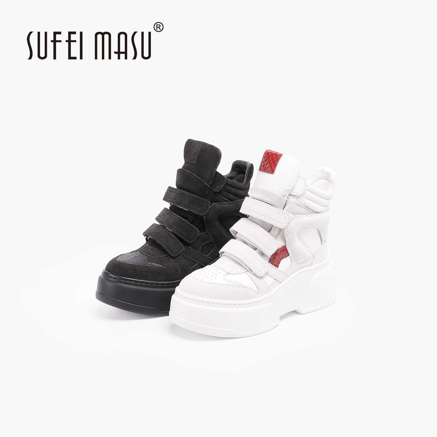 SUFEIMASU/苏菲玛素新款都市厚底圆头时尚魔术贴女靴SF52-10372