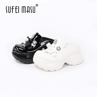 苏菲玛素包头厚底时尚洞洞拖鞋