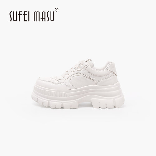 SUFEIMASU/苏菲玛素厚底松糕系带休闲板鞋真皮增高厚底SF62C-297