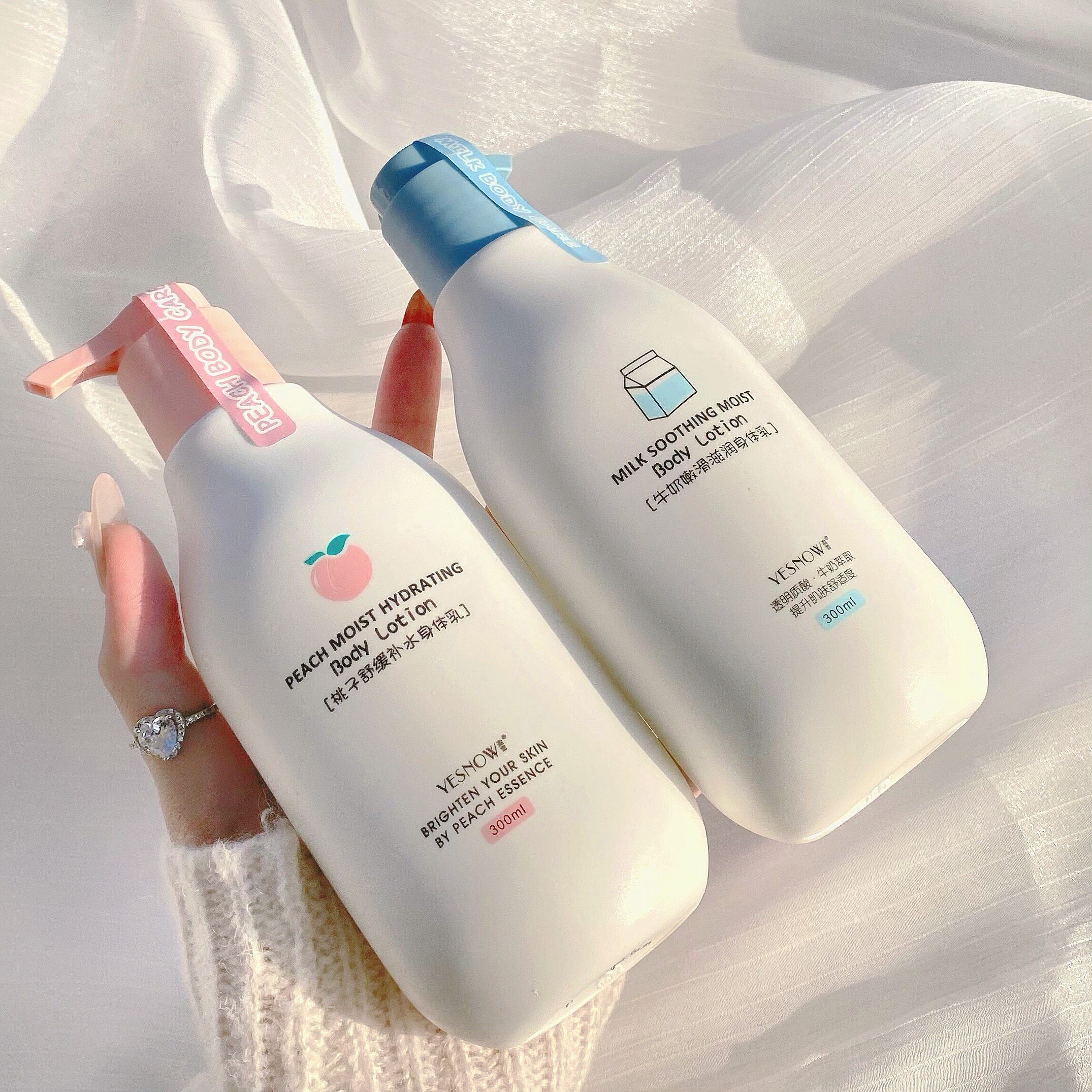牛奶蜜桃味身体乳保湿滋润补水秋冬男女士香体持久留香味润肤露乳