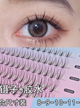 芭比夹心假睫毛仙子毛女自然仿真仙女嫁接单簇朵毛单根混装初学者