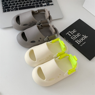 外穿防滑厚底沙滩鞋 夏季 新款 踩屎感evaN字洞洞拖鞋 儿童凉拖鞋