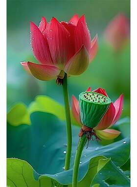 荷花莲花装饰画自粘壁画