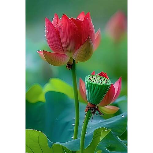 荷花莲花装饰画自粘壁画