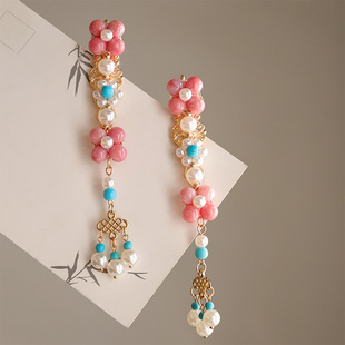 古风头饰发夹超仙粉色发饰汉服女童花朵对夹边夹春夏新款发钗配饰