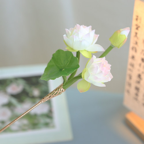 荷花发簪莲花发钗盘发簪子发夹