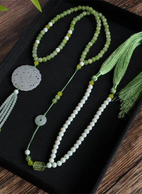 古风项链新中式玉佩璎珞汉服马面裙配饰国风长流苏唐风背云配饰品