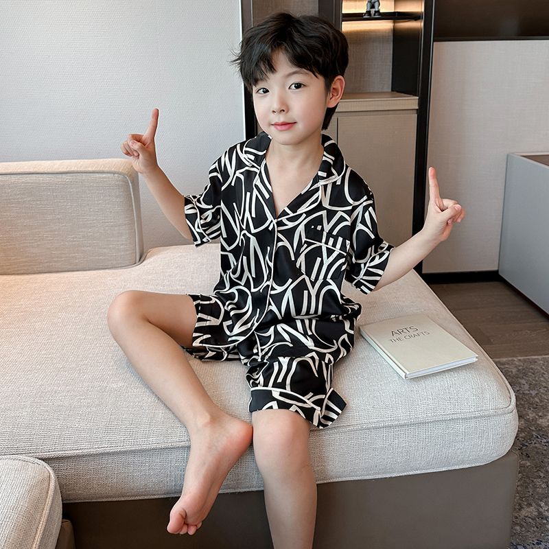 男童夏季冰丝家居服2025新款中大儿童装夏款空调服莫代尔男孩睡衣