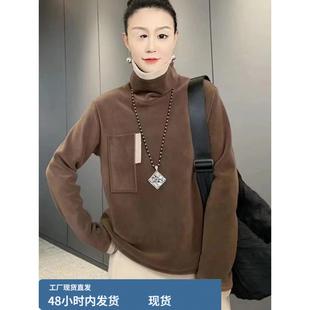 休闲高领气质显瘦保暖打底衫2023冬季内搭绒面暖和上衣简约覆古潮
