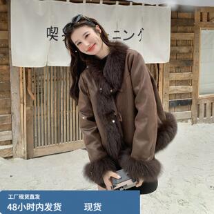 高级感毛领拼接咖色短款羽绒服女2025冬季轻奢名媛巨好看气质外套