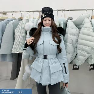 巨好看的冬装毛领羽绒服女款2025新款韩版收腰修身工装派克服外套