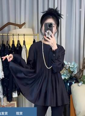 百褶压条衬衫女高级感2025春秋新款时尚轻奢减龄洋气显瘦百搭上衣