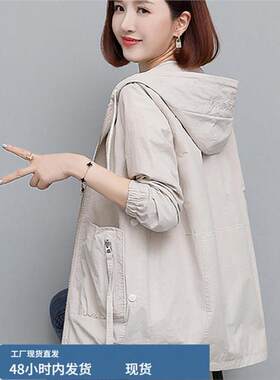 大码女装中长风衣2025春