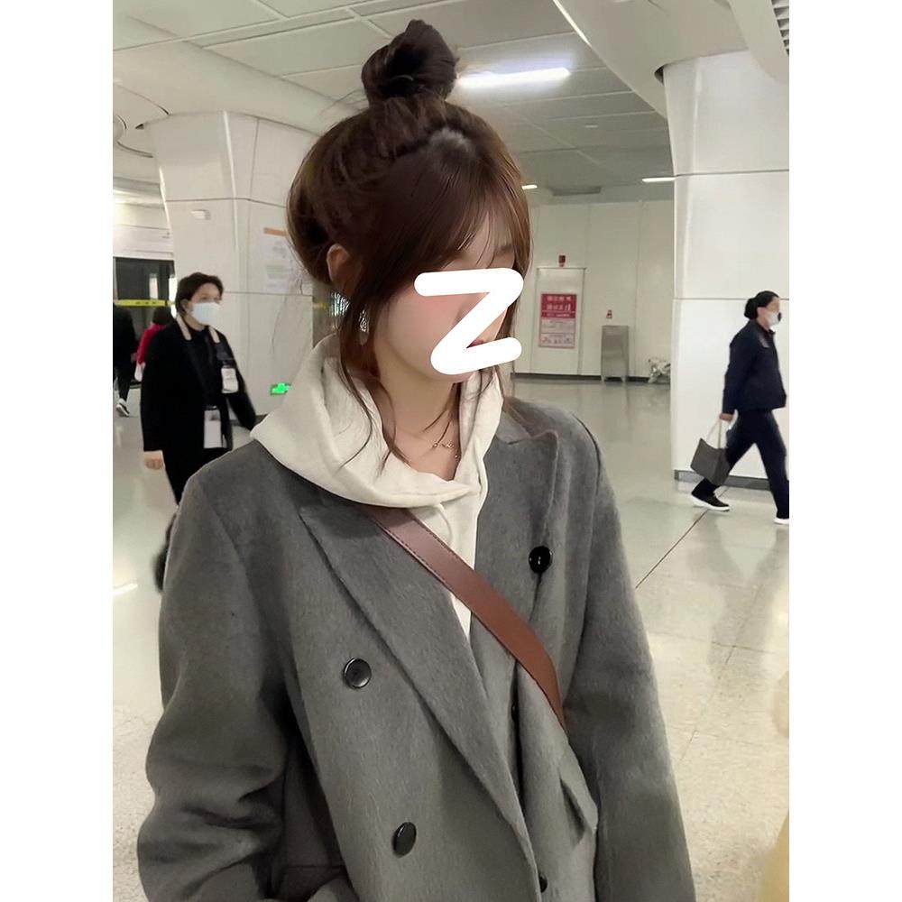 灰色毛呢外套女中长款2025秋冬新款高级感小个子加厚正肩呢子大衣,运动/瑜伽/健身/球迷用品,广场舞套装,淘宝优惠券,粉丝福利购,淘宝优惠卷