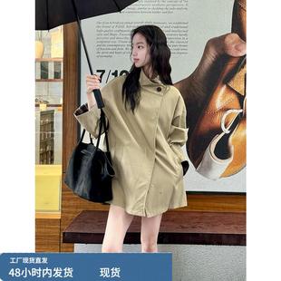 风衣外套女2025年春秋新款高级感休闲短款宽松气质显瘦卡其色大衣