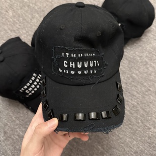 破坏糜烂 06ss黑铆钉鸭舌帽 Undercover 流苏贴布帽子 现货