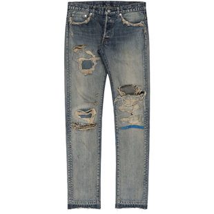 『封神之作』Undercover 10ss 68蓝线刺绣 水洗破洞糜烂牛仔裤UC