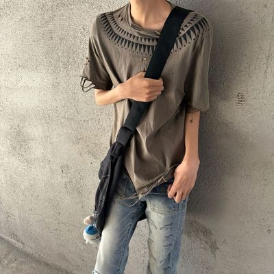 『现货』Undercover Scab期破坏虫洞锯齿短袖 水洗做旧糜烂