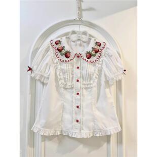 幻想草莓园官配内搭lolita衬衫 娃娃领洛丽塔可爱甜美短袖