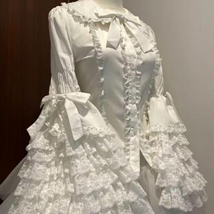 黑色蕾丝doll感lolita姬袖 内搭百搭白色 衬衫