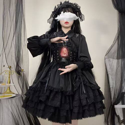 十字勋章原创设计Lolita洋装暗黑jsk吊带连衣裙刘佳仪cos服