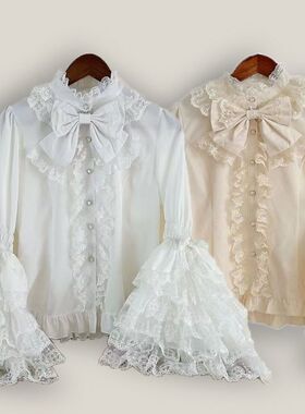 Lolita洋装蕾丝内搭llolita姬袖衬衫长袖jsk新款可爱上衣