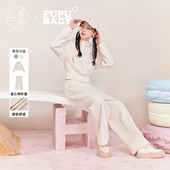 新款 紫涵短款 女冬季 两件运动套装 收腰连帽上衣直筒阔腿宽松休闲裤