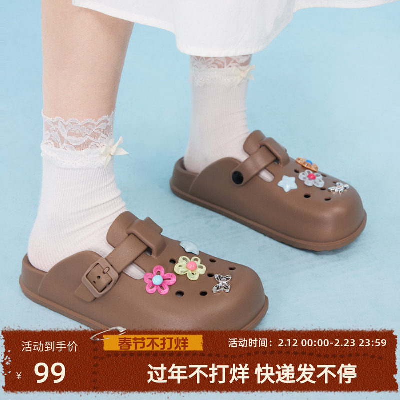 紫涵透气柔软洞洞鞋多巴胺夏季新款舒适脚感轻盈运动休闲鞋