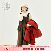 森系学院风宽松无袖 紫涵毛绒宽边吊带连衣裙女冬季 新款 A字背带裙