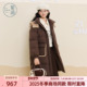 新款 紫涵长款 羽绒服女2025冬季 拼接毛绒狗耳连帽棕色保暖鸭绒外套
