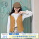 复古游牧风叠穿马甲衫 紫涵莱赛尔V领棕色马甲背心女2026春季 新款