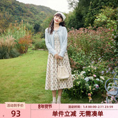 紫涵碎花打揽吊带连衣裙女春秋季 新款 森系田园风收腰A字中长裙子