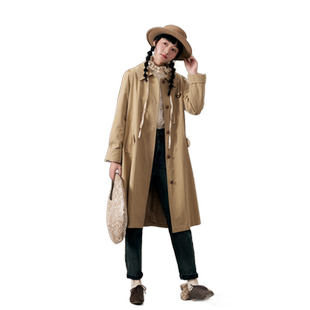 紫涵中长款翻领单排扣风衣女秋季新款气质通勤休闲高级感过膝外套