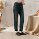 通勤百搭高腰休闲裤 紫涵复古水洗小脚直筒牛仔裤 时尚 新款 子 女秋季