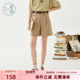 A字廓形高腰短裤 紫涵卡其色工装 赠腰带 新款 简约时尚 五分裤 女夏季