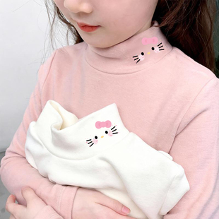 女童纯棉中领衫长袖打底衫25春秋冬季儿童装小女孩宝宝半高领上衣