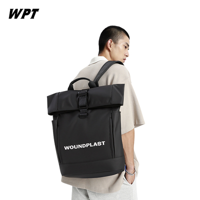 双肩包大容量通勤旅行可扩容休闲防水背包PU尼龙布书包男女同款