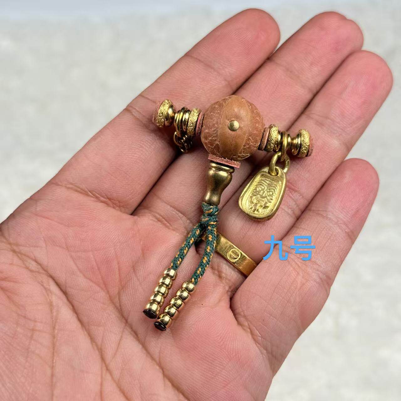 纯黄铜文玩万向轴套装凤眼星月菩提吊坠三通配件背云弟子珠归圆片