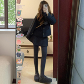 小个子韩系风灰色毛呢百褶短裙女秋冬2025新款 高腰显瘦学院半身裙