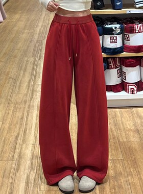 黄色韩系弯刀裤女冬季2026年新款加长款慵懒风高腰显瘦阔腿休闲裤