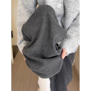 加绒加厚宽松直筒垂感休闲糯米裤 羊羔绒针织阔腿裤 女秋冬2025新款